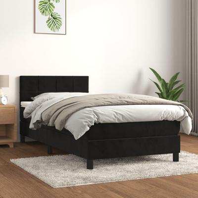 Boxspring met matras fluweel zwart 90x190 cm