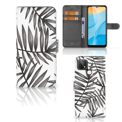 OPPO A15 Hoesje Leaves Grey OPPO A15 Hoesje Leaves Grey