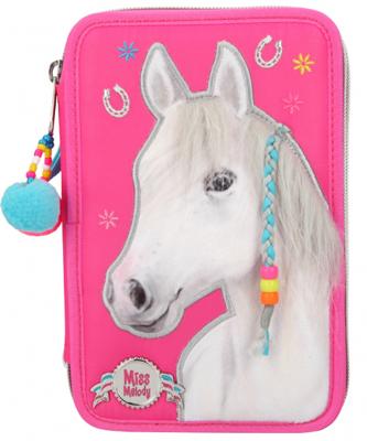 Miss Melody 3-vaks gevulde etui - roze