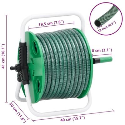 VidaXL Slanghaspel met 30 m slang vrijstaand pvc groen