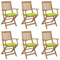 Tuinstoelen 6 st inklapbaar met kussens massief acaciahout - thumbnail