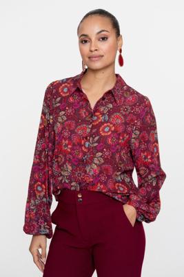 Geisha Blouse Print 53606-20 Blouse 445 Fuchsia/red