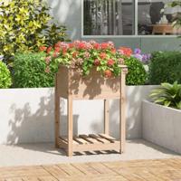 VidaXL Plantenbak met schap 54x54x81 cm massief grenenhout - thumbnail
