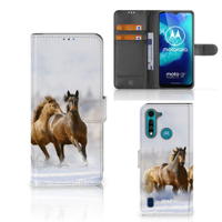 Motorola G8 Power Lite | Telefoonhoesje | Met pasjeshouder | Paarden - thumbnail