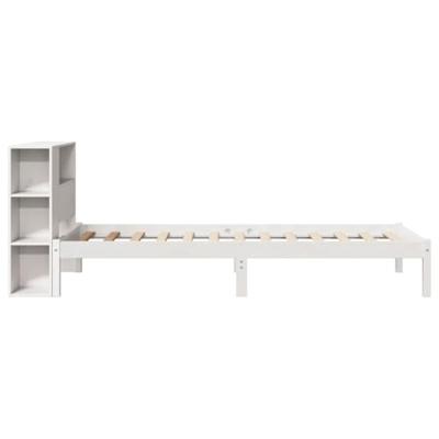 Bed met boekenkast zonder matras grenenhout wit 100x200 cm