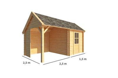 Blokhut, tuinhuisje met overkapping Michelle-Wies 400 cm bij 250 cm diep kapschuurdak Warentuin Collection - Warentuin collection