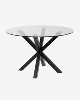 Kave Home Ronde Eettafel 'Argo' Ø119cm, kleur Zwart/Glas - thumbnail