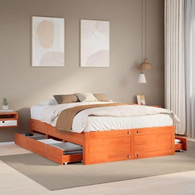 Bedframe zonder matras met lades grenenhout wasbruin 140x190 cm