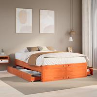 Bedframe zonder matras met lades grenenhout wasbruin 140x190 cm - thumbnail