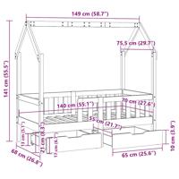 Kinderbedframe met lades 80x170 cm massief grenenhout - thumbnail