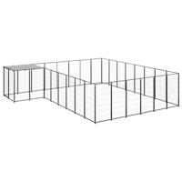 Hondenkennel 15,73 m² staal zwart - thumbnail