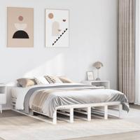 Bedframe zonder matras massief grenenhout wit 140x200 cm - thumbnail