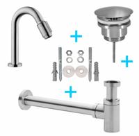 Toiletkraanset Met Valencia Kraan Geborsteld Staal Aqua Splash - thumbnail