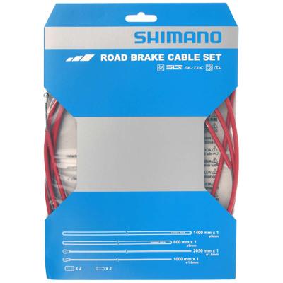 Shimano remkabelset Road SIL Tec rood 10 delig Shimano remkabelset Road SIL Tec rood 10 delig
