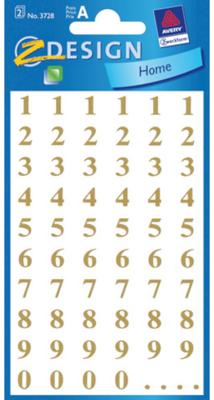 Avery AV-3728 Cijferetiket 2 Vel Goud 10 Setjes met 2 Vel
