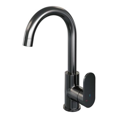 BRAUER Gunmetal Edition hoge opbouw wastafelmengkraan met draaibare ronde uitloop model C gunmetal geborsteld PVD