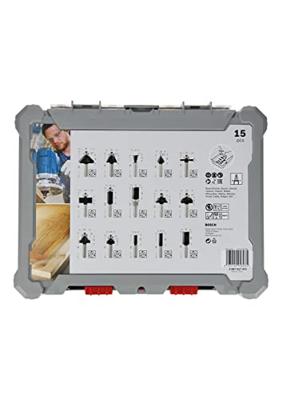 Freesset - BOSCH - 2607017472 - 15 stuks - 8 mm schacht - Compatibel met freesmachines