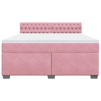 Boxspring met matras fluweel roze 180x200 cm