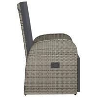 Tuinstoelen 2 st verstelbaar met kussens poly rattan grijs - thumbnail