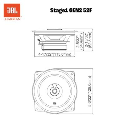 JBL STAGE1 52F - Autospeakers - 13 cm - 2-weg Coaxiaal - 320 Watt - Zonder Grill