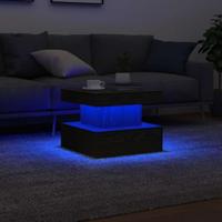 Salontafel met LED-verlichting 50x50x40 cm zwart eikenkleurig - thumbnail