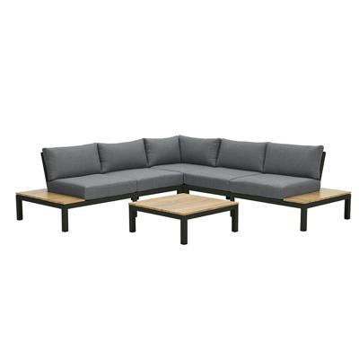 Antoinette Lounge Set 4-Delig Carbon Black Mystic Grey Teak Look 271,5x271,5 x 76 Garden Impressions - Garden impressions