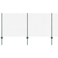 VidaXL Hek met paal groen 1 x 10 m staal en pvc - thumbnail