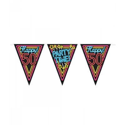 Party Vlaggenlijn Neon 50 Jaar - 10m