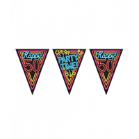 Party Vlaggenlijn Neon 50 Jaar - 10m - thumbnail