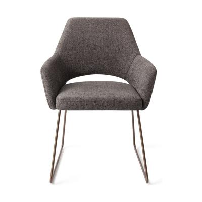 Jesper Home Eetkamerstoel 'Yanai' Slide Rose Gold, kleur Amazing Grey