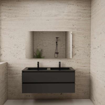 Badmeubel Boss & Wessing Paris 120 cm Mat Zwart Wastafel Compleet Hoogglans Antraciet Boss & Wessing