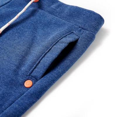 Kindershorts met trekkoord 116 gemleerd donkerblauw - thumbnail