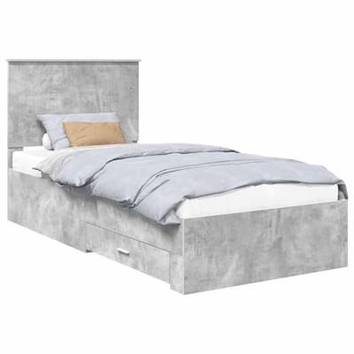 Bedframe met hoofdeinde Beton Grijs 90 x 200 cm Bewerkt hout