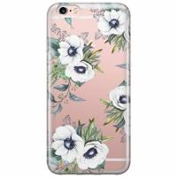 iPhone 6/6s transparant hoesje - Bloemenprint wit - thumbnail