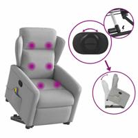 Sta-op-massagestoel elektrisch verstelbaar stof wolk grijs - thumbnail