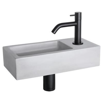 Fonteinset Differnz Ravo Beton 38.5x18.5x9 cm Licht Grijs Met Gebogen Kraan Mat Zwart