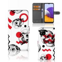 Telefoonhoesje met Naam Samsung Galaxy A22 4G | M22 Skull Red - thumbnail