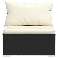 6-delige Loungeset met kussens poly rattan zwart - thumbnail
