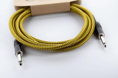 Cordial 14764 Jackplug Instrumenten Aansluitkabel [1x Jackplug male 6,3 mm (mono) - 1x Jackplug male 6,3 mm (mono)] 3 m Zwart, Geel Textielmantel