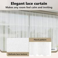 VidaXL Kantgordijn met gordijnen bloemen wit 140 x 1200 cm polyester - thumbnail