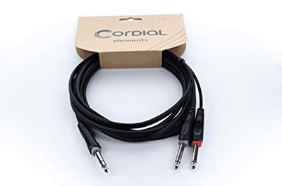 Cordial 14877 Jackplug Audio Y-adapter [1x Jackplug male 6,3 mm (stereo) - 2x Jackplug male 6,3 mm (mono)] 1.50 m Zwart PVC-mantel, Tweelingkabel