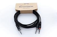 Cordial 14877 Jackplug Audio Y-adapter [1x Jackplug male 6,3 mm (stereo) - 2x Jackplug male 6,3 mm (mono)] 1.50 m Zwart PVC-mantel, Tweelingkabel - thumbnail