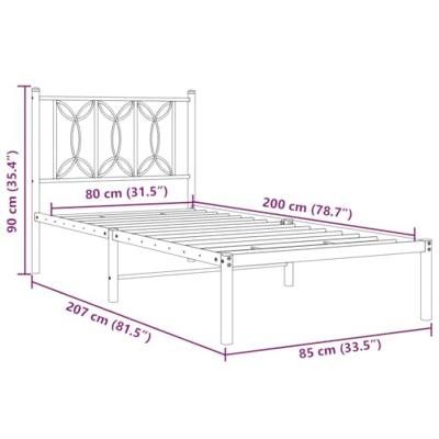 Bedframe met hoofdbord metaal wit 80x200 cm