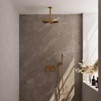 Gold Carving thermostatische inbouw regendouche SET 54 met 30 cm douchekop en staaf handdouche | Goud geborsteld PVD - thumbnail