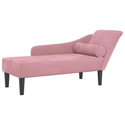 Chaise longue met kussens fluweel roze