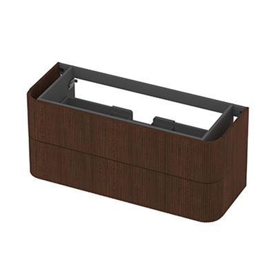 INK - Afgeronde Onderkast Fineer 2 Laden Softclose met Gefreesd Front Tbv Grepen - 1200x450x520 Mm - Shadow Veneer