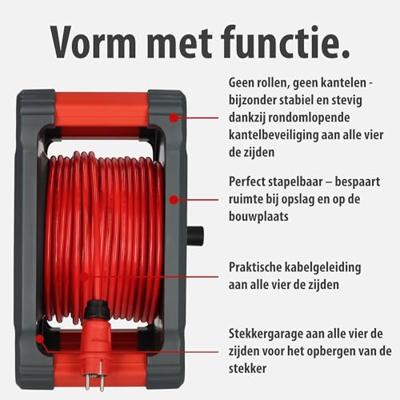 Brennenstuhl Professional Bouwplaats kabelhaspel | KA 3110 5 | IP44 | 33m | H07BQ-F 3G1.5 - 9201330210 Brennenstuhl Professional Bouwplaats kabelhaspel | KA 3110 5 | IP44 | 33m | H07BQ-F 3G1.5 - 9201330210