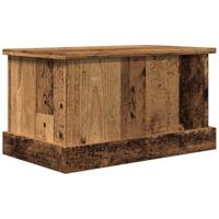 Opbergbox 30x50x28 cm bewerkt hout oud houtkleurig - thumbnail