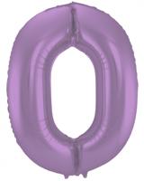 Folieballon Paars Metallic Mat Cijfer 0 - 86 cm - thumbnail