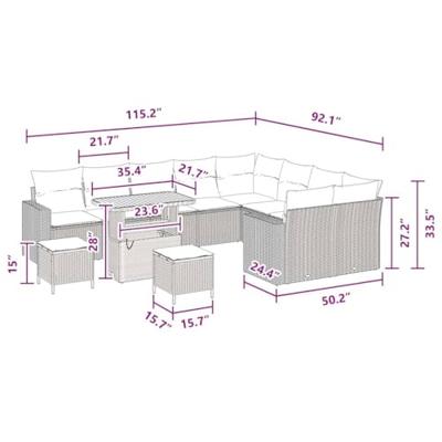 Tuinbankenset 12 pcs Zwart poly rattan
